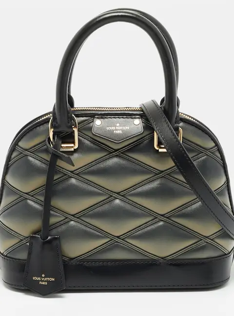 Louis Vuitton Malletage Alma BB Black/Beige Leather Bag