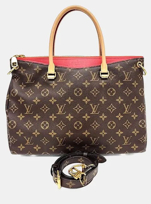 Louis Vuitton Palace MM Monogram Canvas Red Monogram Canvas and Leather Top Handle Bag
