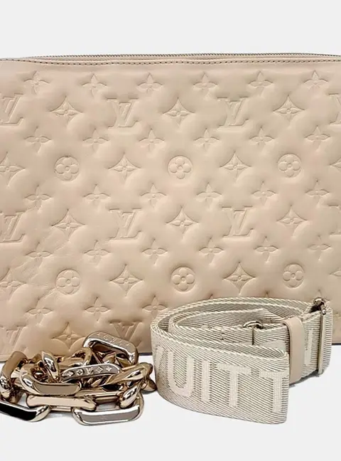 Louis Vuitton Cousin MM Beige Leather Shoulder Bag