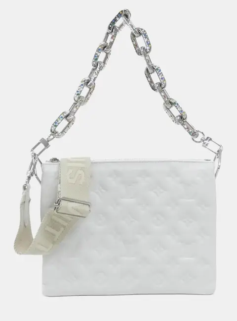 Louis Vuitton x Yayoi Kusama Coussin PM White Monogram Embossed Puffy Shoulder Bag