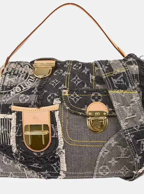 Louis Vuitton Postie Blue Monogram Denim Patchwork Shoulder Bag