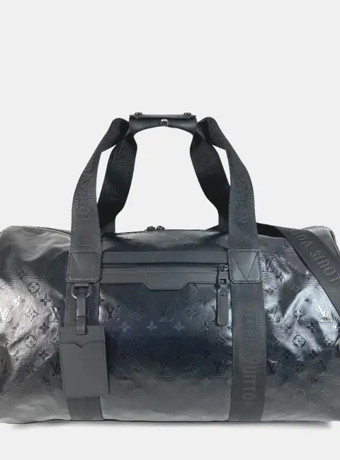 Louis Vuitton LV Ski Monogram Storm Keepall 55 Black Calfskin Leather Duffel Bag