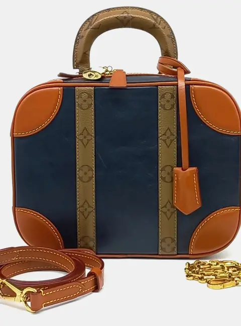 Louis Vuitton Balijet Blue Monogram Canvas Leather Top Handle Bag