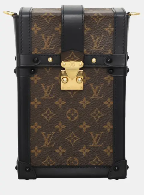 Louis Vuitton Vertical Trunk PM Monogram Canvas Black Leather Shoulder Bag