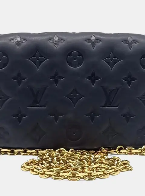 Louis Vuitton Pochette Cousin PM Black Monogram Embossed Lambskin Leather Shoulder Bag