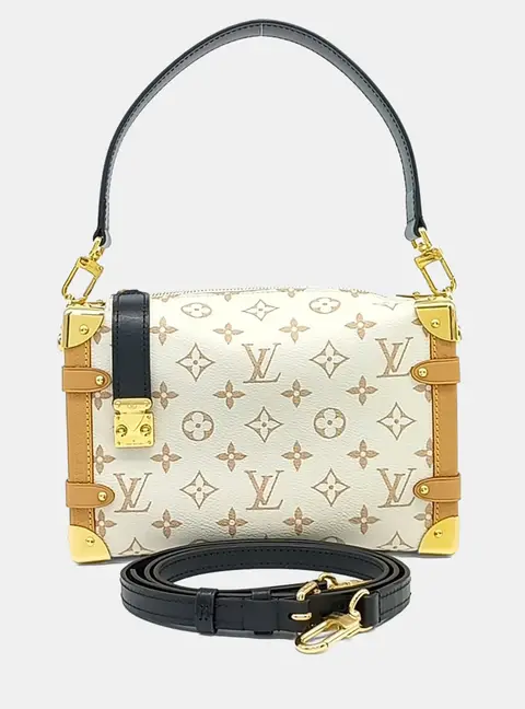 Louis Vuitton Side Trunk MM White Monogram Coated Canvas Leather Shoulder Bag