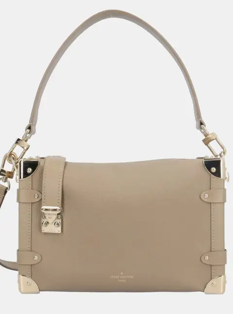 Louis Vuitton Side Trunk MM Beige Leather Shoulder Bag