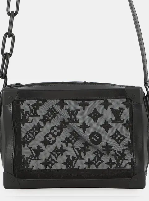 Louis Vuitton Soft Trunk MM Noir Monogram Mesh Leather Shoulder Bag