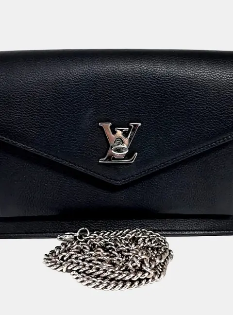 Louis Vuitton Black Leather Pochette My Lock Me Chain Crossbody Bag