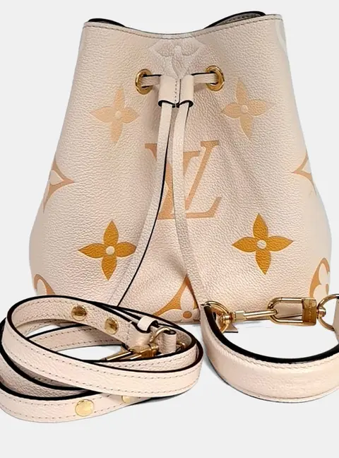 Louis Vuitton Neo Noe BB Cream Beige Monogram Empreinte Leather Bucket Bag