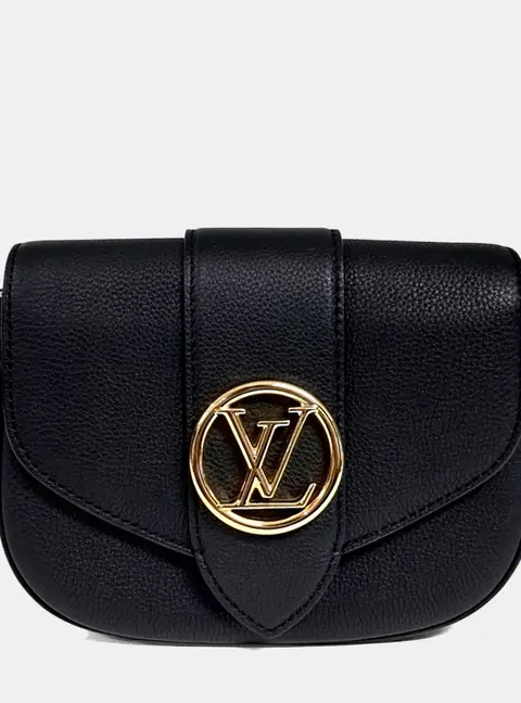 Louis Vuitton Pont Neuf Soft PM Black Grained Calfskin Leather Shoulder Bag