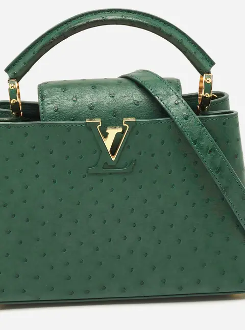 Louis Vuitton Capucines BB Green Ostrich Top Handle Bag