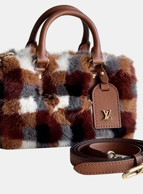 Louis Vuitton Speedy Nano Multicolor Mink Fur Top Handle Bag