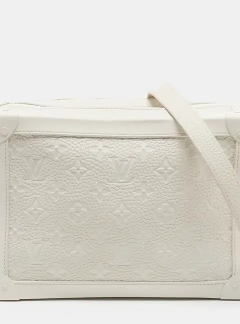 Louis Vuitton Soft Trunk Powder White Monogram Taurillon Leather Shoulder Bag