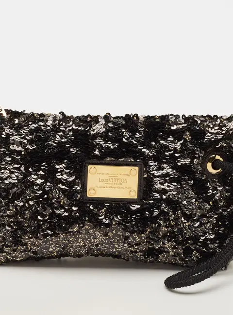 Louis Vuitton Pochette Rococo Black Sequins Clutch