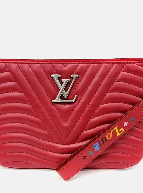 Louis Vuitton New Wave Zip Pochette Red Leather Pouch Bag