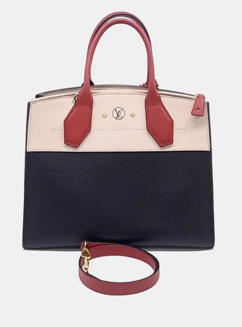Louis Vuitton City Steamer MM Black Pink Red Leather Top Handle Bag