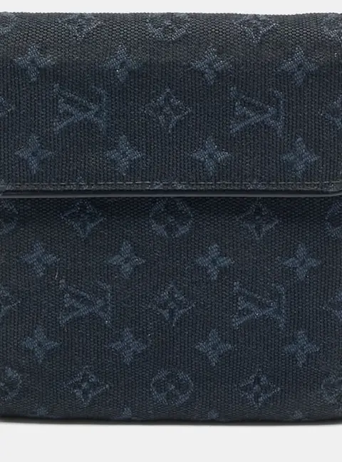 Louis Vuitton Navy Blue Monogram Mini Lin Canvas Compact Wallet