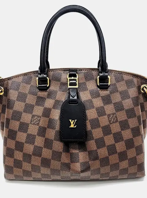 Louis Vuitton Black Brown Coated Canvas Damier Odeon Tote PM