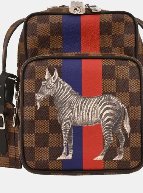 Louis Vuitton Chapman Brothers Savane Amazon Brown Multicolor Damier Ebene Coated Canvas Leather Crossbody Shoulder Bag