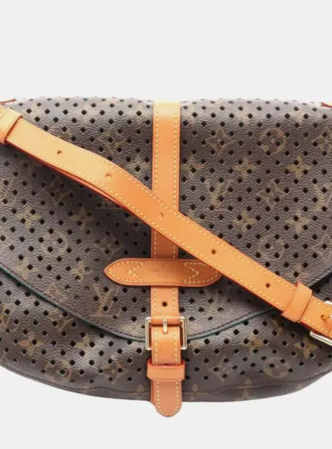 Louis Vuitton Flore Saumur 30 Brown Monogram Perforated Canvas Shoulder Bag