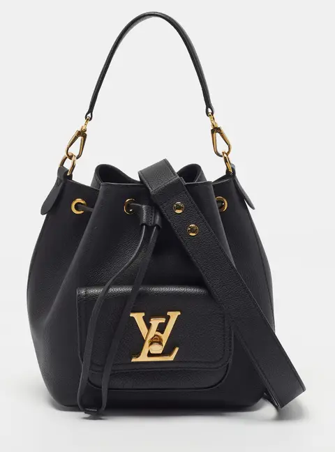 Louis Vuitton Lockme Black Leather Bucket Bag