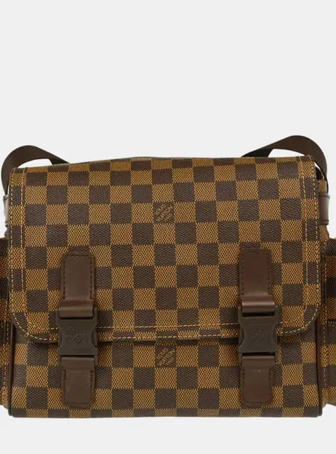 Louis Vuitton Reporter Melville Damier Ebene Brown Coated Canvas Shoulder Bag