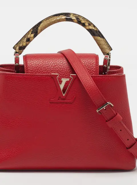 Louis Vuitton Capucines BB Red/Beige Leather and Python Bag