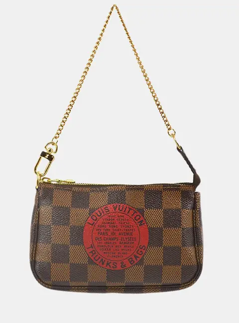 Louis Vuitton Damier Ebene Mini Pochette Accessoires N58011 Brown Coated Canvas Pochettes Bag