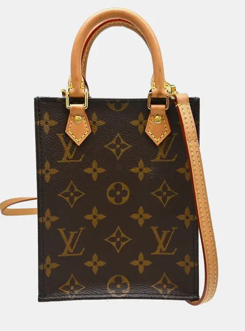 Louis Vuitton Petit Sac Plat Monogram Canvas Top Handle Bag