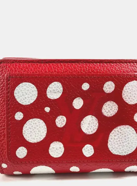 Louis Vuitton x Yayoi Kusama Portefeuille Clea M82103 Rouge White Monogram Empreinte Leather Wallet