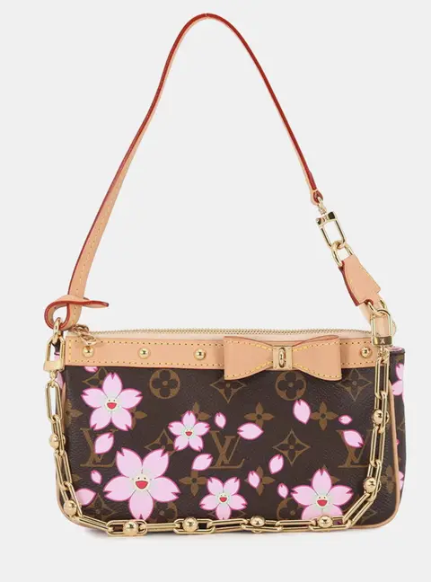 Louis Vuitton Cherry Blossom Pochette Accessoires Brown Monogram Canvas Handbag Bag