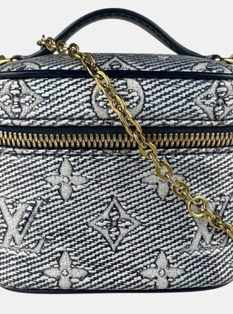 Louis Vuitton Micro Vanity Monogram Laminated Jacquard Navy Coated Canvas Shoulder Bag