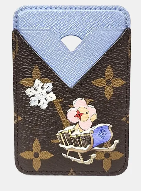 Louis Vuitton Sky Blue/Brown Coated Canvas Magnetic Card Holder
