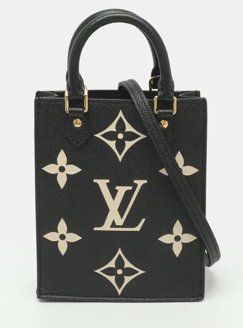 Louis Vuitton Sac Plat Petit Black Monogram Empreinte Leather Tote