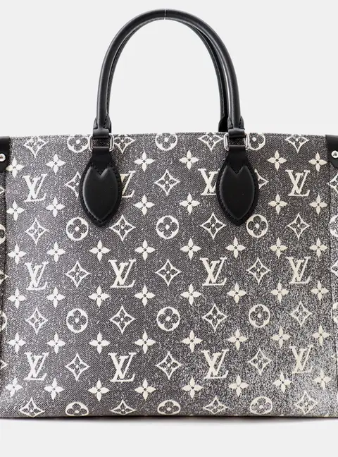Louis Vuitton Onthego Gray Monogram Jacquard Denim Size MM