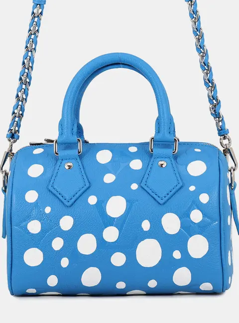 Louis Vuitton Speedy Bandouliere 20 Blue Monogram Empreinte Leather Top Handle Bag