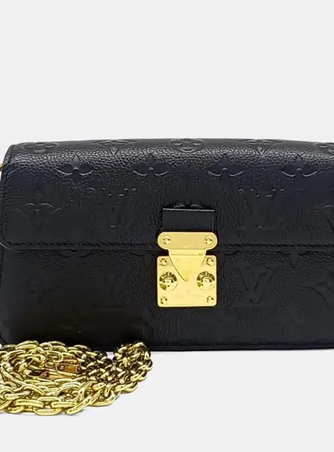 Louis Vuitton Black Leather Empreinte Wallet on Chain M&eacute;tis M82637