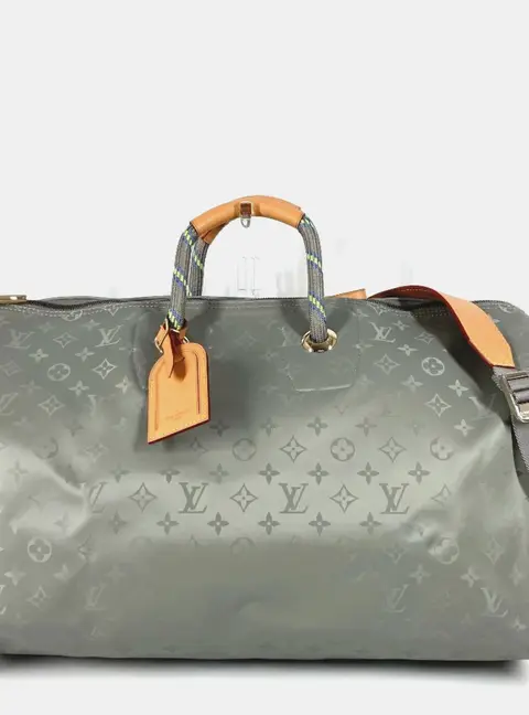 Louis Vuitton Keepall Bandouliere 50 Gray Monogram Titanium Canvas Travel Bag