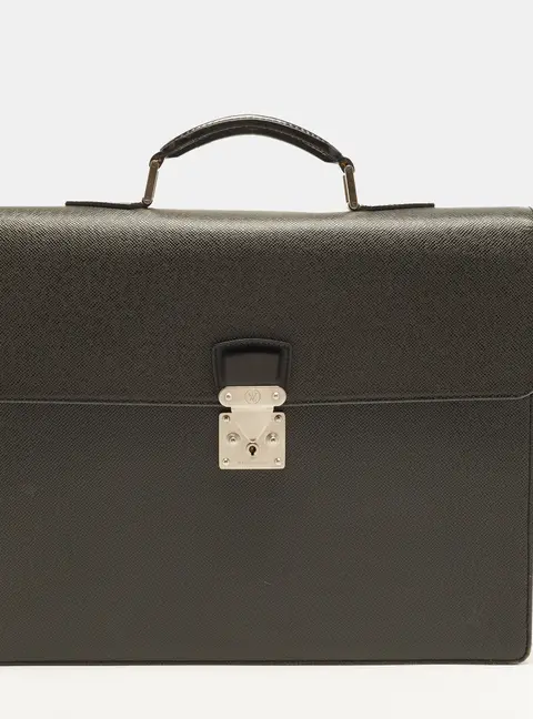 Louis Vuitton Robusto 1 Black Taiga Leather Briefcase