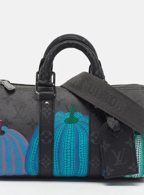 Louis Vuitton x Yayoi Kusama Keepall Bandouli&egrave;re 25 Monogram Eclipse Reverse Pumpkin Canvas Satchel
