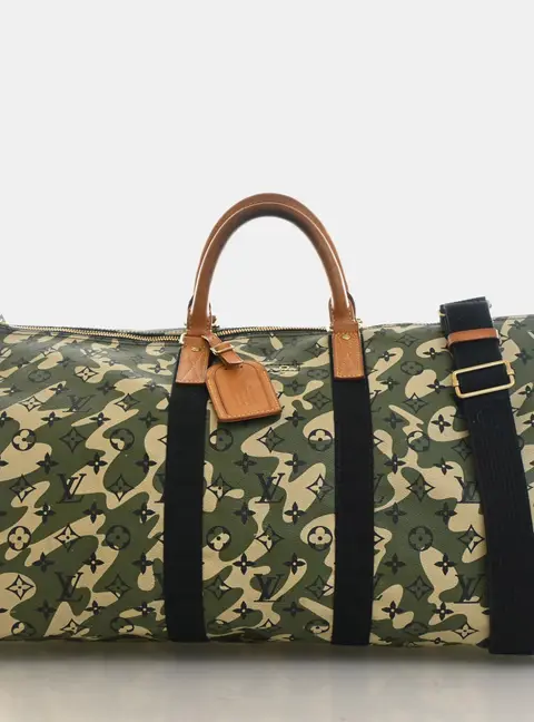 Louis Vuitton Monogramouflage Keepall Bandouliere 55 Green Canvas Top Handle Bag