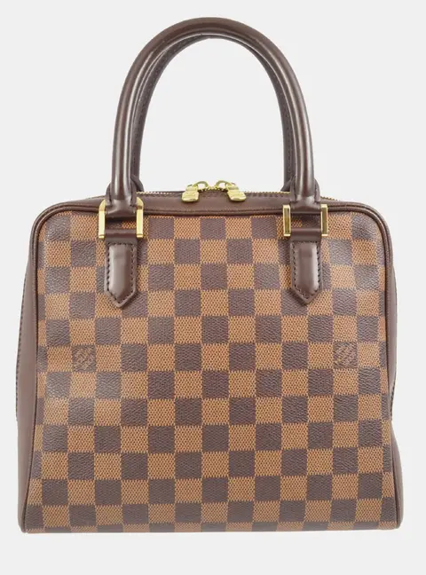 Louis Vuitton Brera Damier Ebene Coated Canvas Leather Top Handle Bag