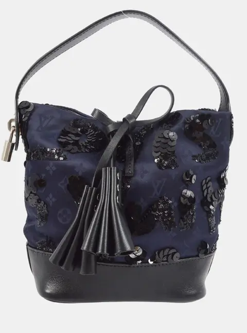 Louis Vuitton NN14 Spotlight PM Navy Monogram Satin Sequin Bucket Bag