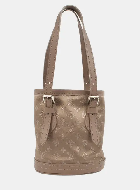 Louis Vuitton Monogram Satin Little Bucket Beige Satin Top Handle Bag