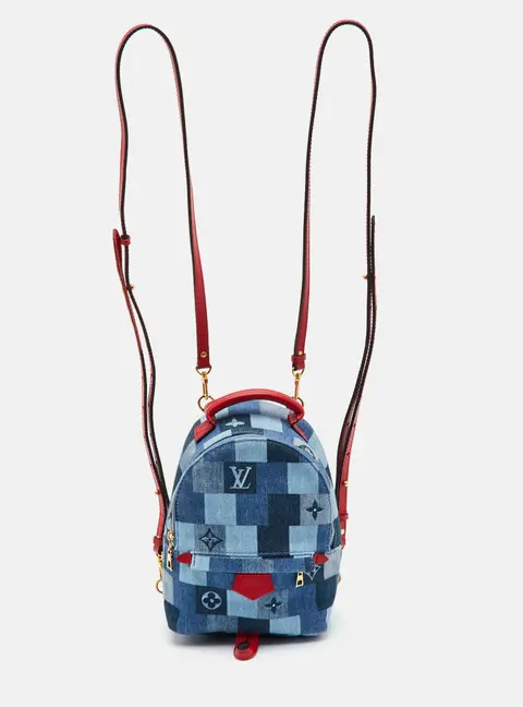 Louis Vuitton Palm Springs Mini Blue/Red Denim and Leather Backpack