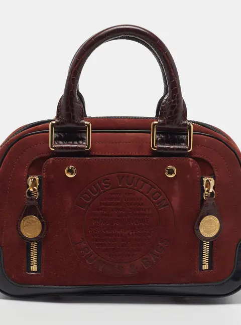 Louis Vuitton Havane Stamped Trunk PM Brun Suede Bag