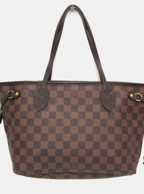 Louis Vuitton Damier Ebene Neverfull PM Ebene Coated Canvas Leather Tote Bag