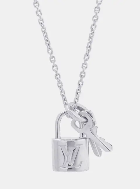 Louis Vuitton Pendant Lock It Necklace 18K White Gold
