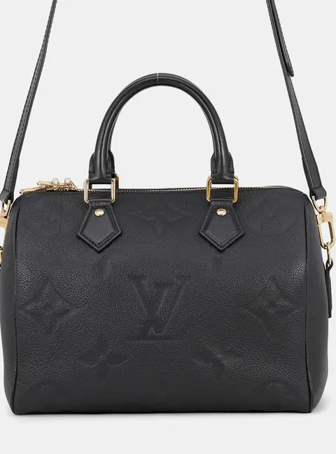 Louis Vuitton Speedy Bandouliere Noir Monogram Empreinte Leather Size 25